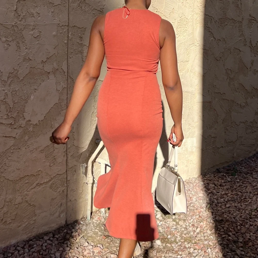 BUTTONED PIQUÉ DRESS - Picture 7 of 12